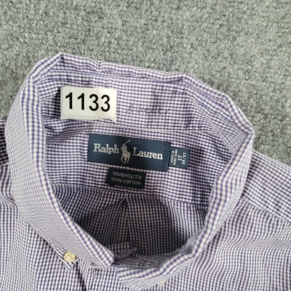 Ralph Lauren Shirt Men 17-36/37 Yarmouth Purple Check Button Down Pony Hong Kong - Picture 9 of 9